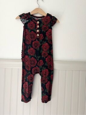 Bums & Roses Little Bum Bums 18-24M Bamboo Rose Floral Henley Romper